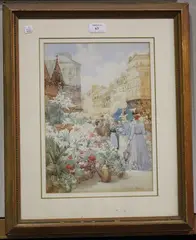 Frances E. Nesbitt, The Flower Market in Boulogne, watercolour
