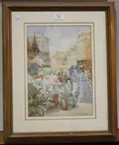 Frances E. Nesbitt, The Flower Market in Boulogne, watercolour