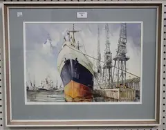 Charles Patrickson, The Clan MacDougall, London Docks, watercolour