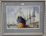 Charles Patrickson, The Clan MacDougall, London Docks, watercolour