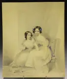 Henry William Pickersgill, Full Length Portrait of Two Young Girls, 1836, pencil with watercolour