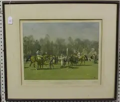 Alfred Munnings, The Paddock at Epsom, Spring Meeting, colour print