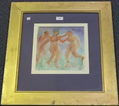 André Bicí¢t, Three Nude Figures, watercolour