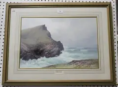 Frederick John Widgery, Beacon Cove, near Newquay, Cornwall, watercolour with gouache