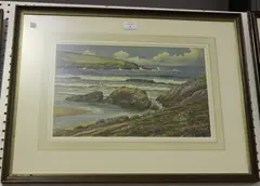 Douglas Pinder, Coastal Landscape, watercolour
