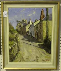 Ernest Knight, Village Scene, oil on canvas