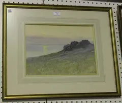 Frederick William Sturge, Coastal Landscape at Sunset, watercolour