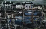 Ray Evans, Harbour Front, mixed media with watercolour and oil on paper