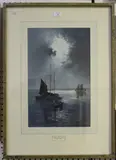 Isobelle Ann Dods-Withers, Moonlit Maritime Scene with Fishing Vessels, watercolour with gouache