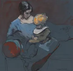 Arthur Henry Knighton-Hammond, Study of a Mother and Child, watercolour with gouache