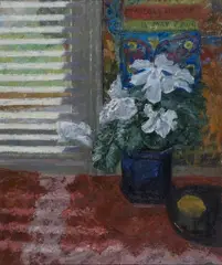 Jack E. Millar, Cyclamen and Lemon, oil on canvas-board