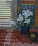 Jack E. Millar, Cyclamen and Lemon, oil on canvas-board