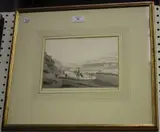 Jim Wilcox, View from Neath looking up the Vale, monochrome watercolour