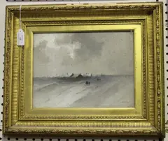 Gustaaf Van Loon, Winter Landscape with Figures and Houses, oil on board