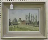 Alan Stenhouse Gourley, Oast House in a Landscape, oil on board