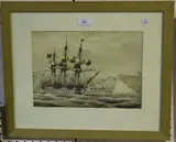 John Wilson, HMS Britannia and HMS Malelina, Entering Milo Harbour, 2nd, January 1834 at 9.15 a.m., watercolour
