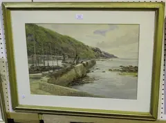 Fred Dixey, A Herring Fisher's Haven, watercolour