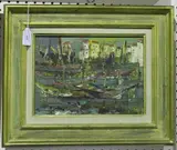 P. Gillon, Boats in a Harbour, oil on canvas