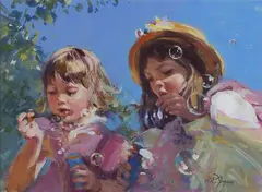 Dianne E. Flynn, Blowing Bubbles, acrylic