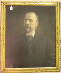 E.M. Lowden, Half Length Portrait of a Man wearing Spectacles, identified as George Watt, 1904, oil on canvas