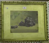 Frederick Thomas Baynes, Still Life of Grapes, watercolour heightened with chalk