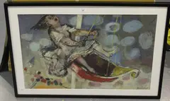 Albert Zavaro, Girl on a Fairground Swingboat, oil on canvas