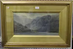 Highland Landscape with Loch by Albert Hartland, watercolour, sold Oct 2018
