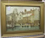 James Lawson Stewart, Ancient Houses on Exe Island, Exeter, watercolour