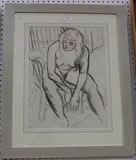 Clifford Eric Martin Hall, Seated Female Nude Life Study, charcoal and coloured chalks