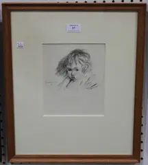 Frank Goulding, Head of a Child, pencil