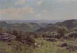 Thomas Huson, The Air blows pure for Twentie Miles over this Vast Countrie', (Landscape with Sheep), oil on canvas