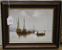 Ken Hammond, Maritime Scene with Sailing Vessels, oil on canvas