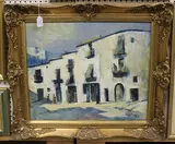 Matt Bruce, Continental Street Scene, oil on board
