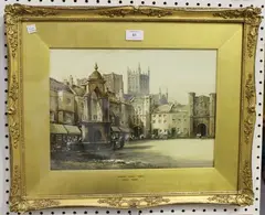Cyril Hardy, Market Place, Wells, watercolour