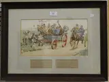 Stanley Baker, Scenes from the Widecombe Fair, 1912, four watercolours with pen and ink
