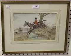 T.B. Gravely, Fox Hunting Scene, watercolour