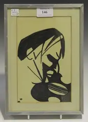 David Wynne, Sketch for the Head of Sir Yehudi Menuhin, ink on paper