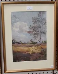 Landscape with Windmill by Beatrice M. Seccombe Leech, watercolour, sold Aug 2018