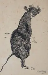 Irene Sharaff, Dormouse, 1932, pen and ink