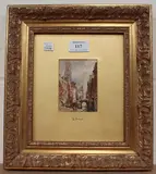 Samuel Prout, Canal Scene with Figures, watercolour