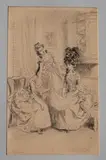 Hugh Thomson, The young ladies begun to examine my dress, pen and ink