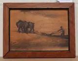 Cecil Aldin, Plough Team, print on oak panel