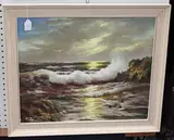 C. Lever, Coastal Scene, oil on canvas