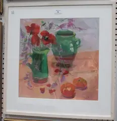 Sally Scott, French Pots and Poppies, 2016, oil on paper