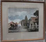 Reginald Mayes, Farmstead with Tractor, watercolour