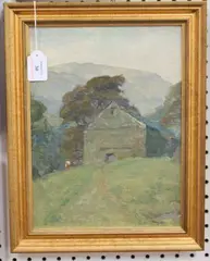 Frank Bramley, Hills in Cumberland, oil on board