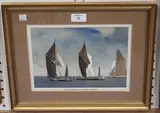 Anthony Flemming, Sailing Barges on the River Medway, watercolour