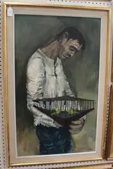 Peter Luther, Man with Birds, oil on canvas