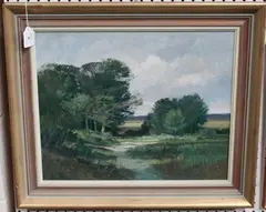 Norman Battershill, Sussex Landscape, oil on board