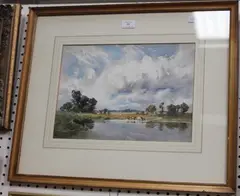 Hampshire Landscape, near Ringwood by Edwin Charles Pascoe Holman, 1938, watercolour, sold Jul 2018